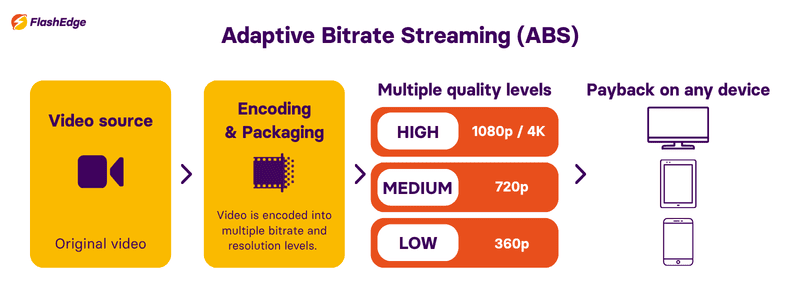adaptive bitrate streaming with multiple video quality levels delivered to different devices